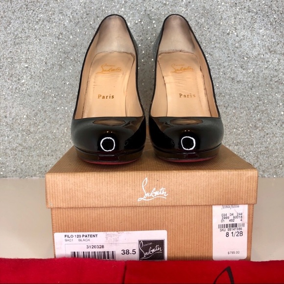 👠sold👠Louboutin black patent Filo 120 mm pumps - Picture 4 of 8